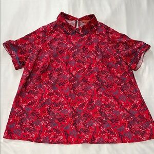 NWOT ModCloth Floral Print Short Sleeve Blouse